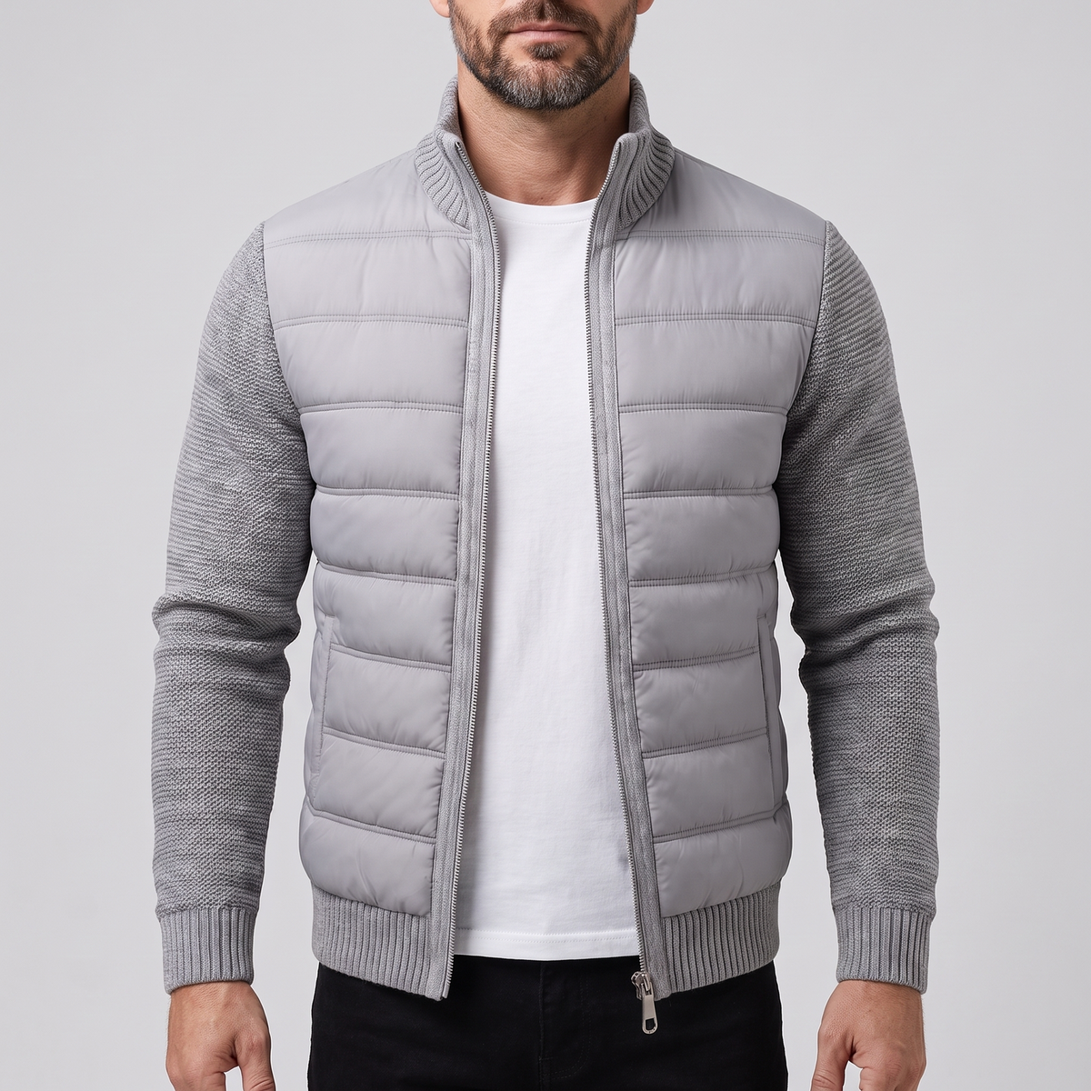 QUILTED FLEECE PUFFER JACKET FOR MEN