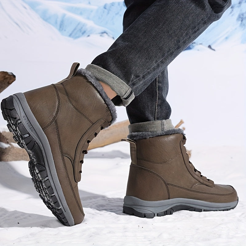 LACE-UP WATERPROOF SNOW BOOTS FOR MEN