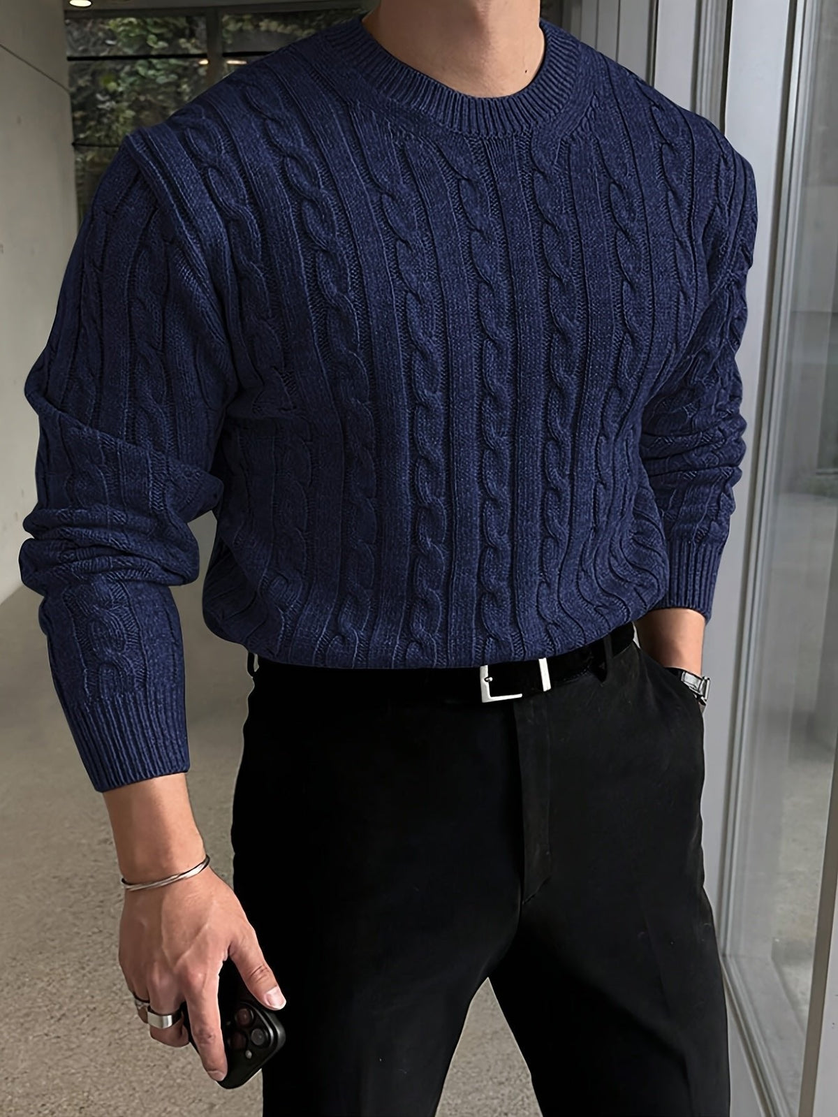 TEXTURED KNIT SWEATER FOR MEN