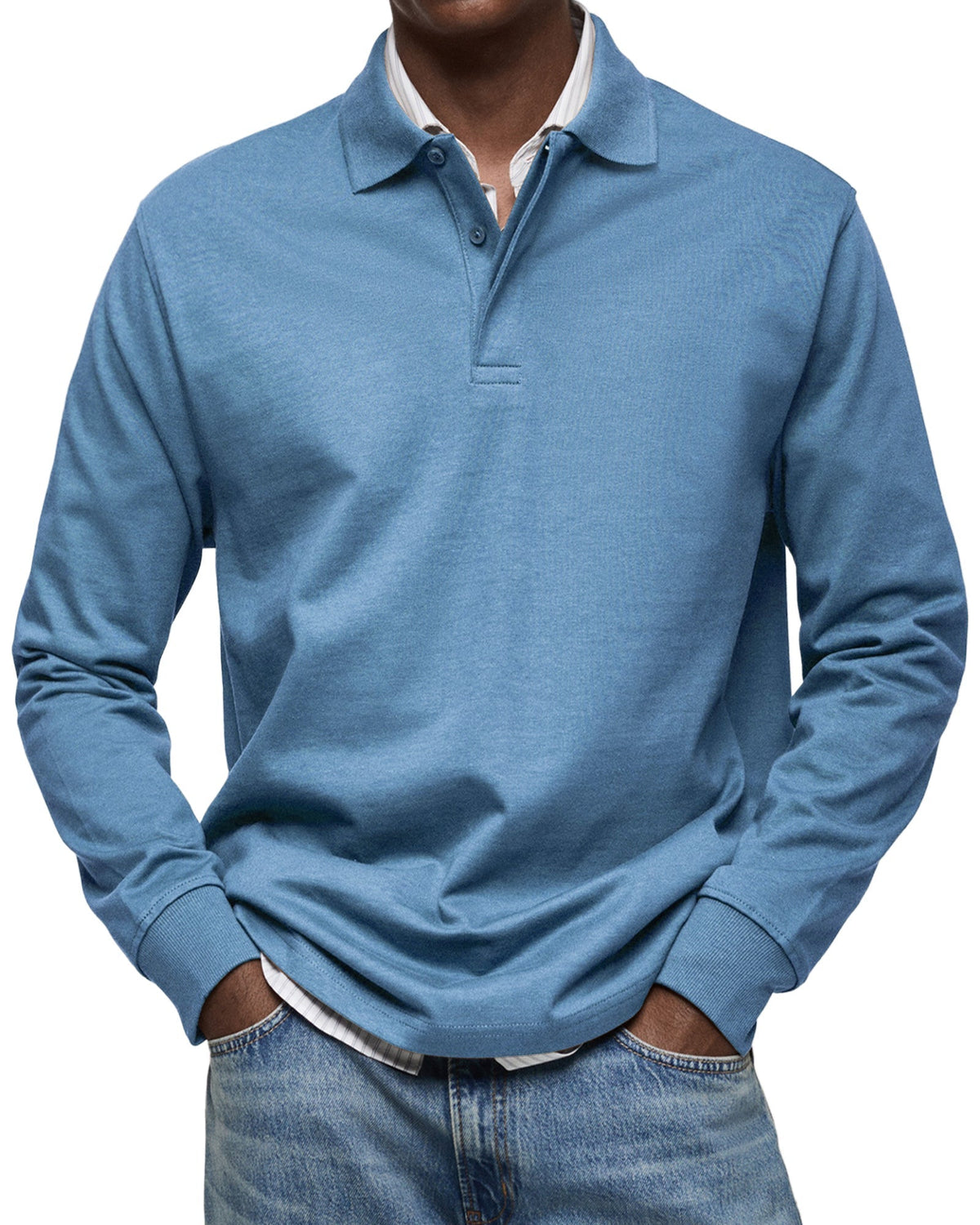 COLLARED LONG SLEEVE POLO FOR MEN