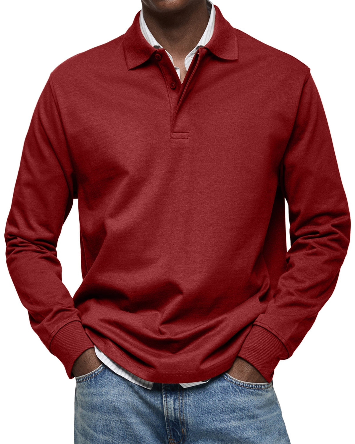 COLLARED LONG SLEEVE POLO FOR MEN