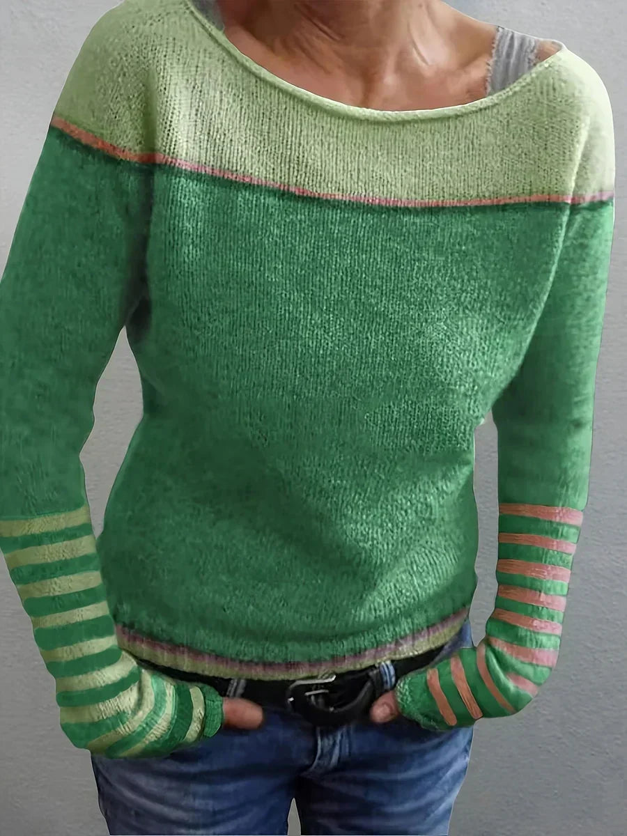 STRIPED KNIT SWEATER FOR WOMEN