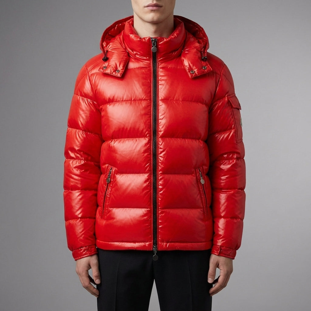 GLOSSY HOODED PUFFER JACKET FOR WOMEN