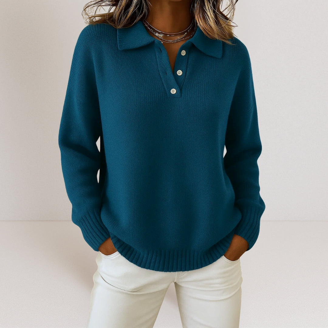 COLLARED KNIT SWEATER FOR WOMEN