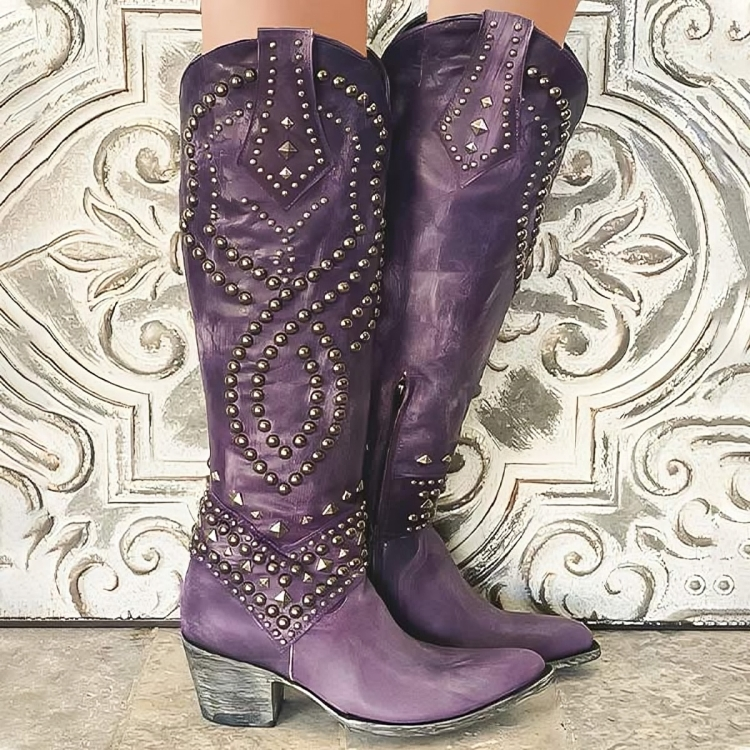STUDDED COWBOY BOOTS FOR WOMEN