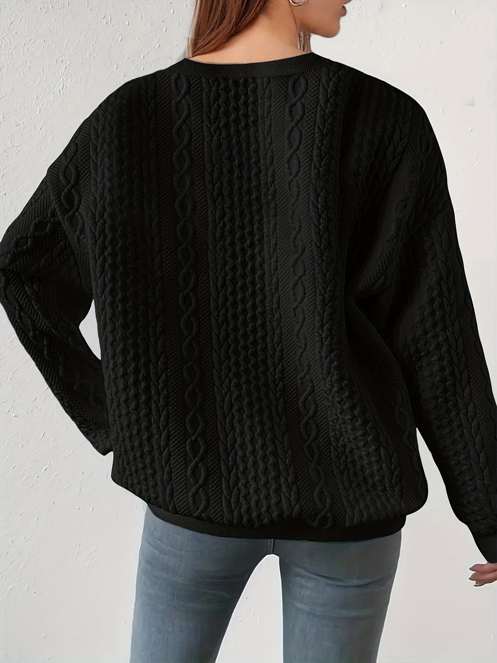 TEXTURED CABLE KNIT SWEATER FOR WOMEN