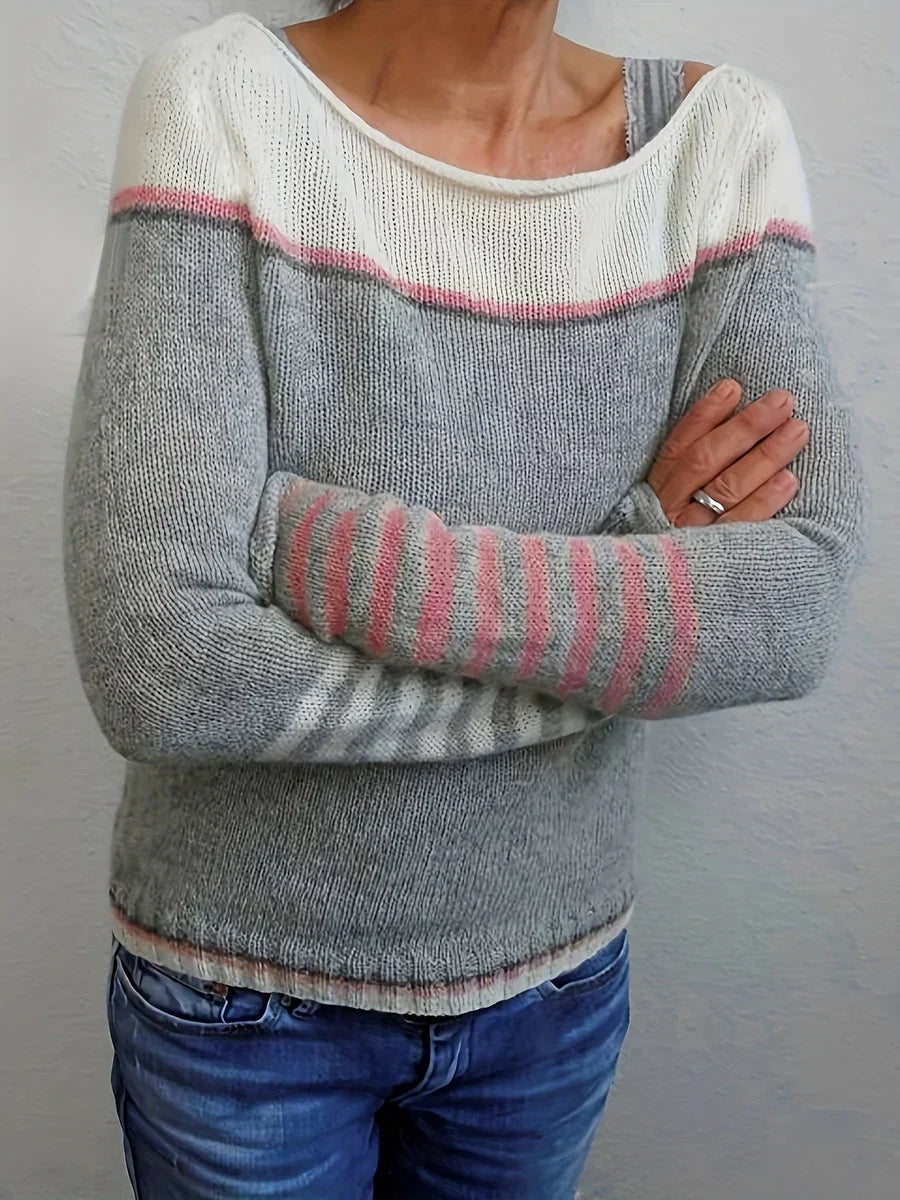 STRIPED KNIT SWEATER FOR WOMEN