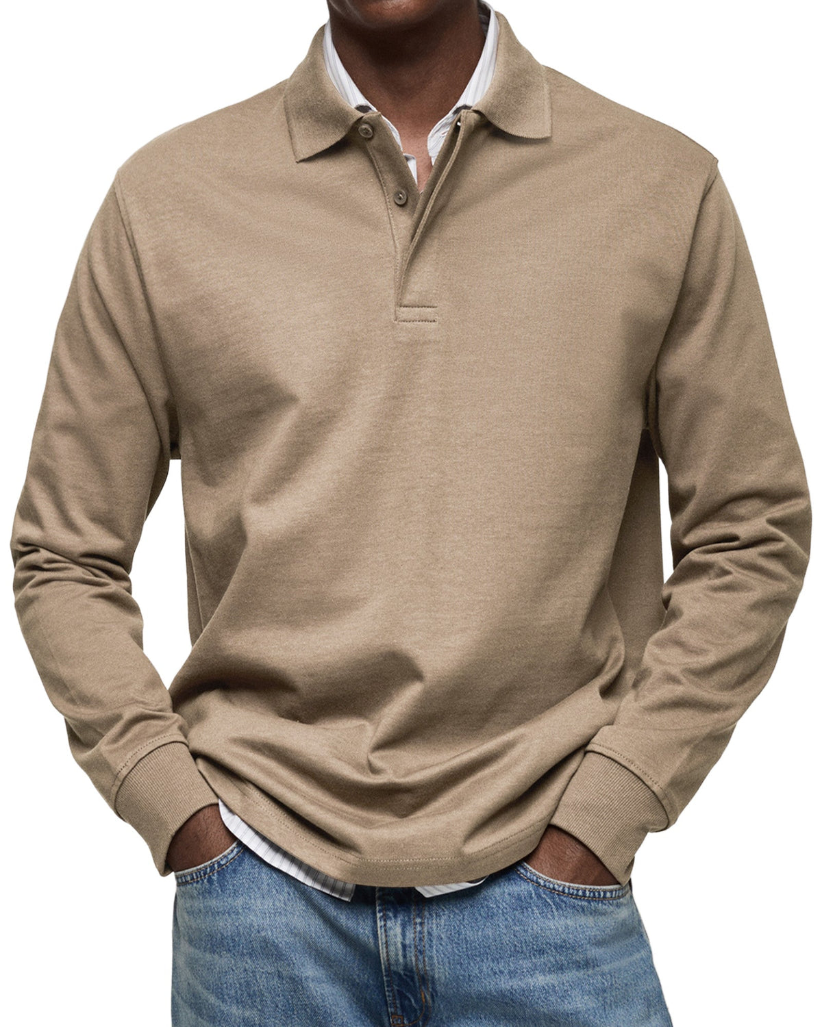 COLLARED LONG SLEEVE POLO FOR MEN
