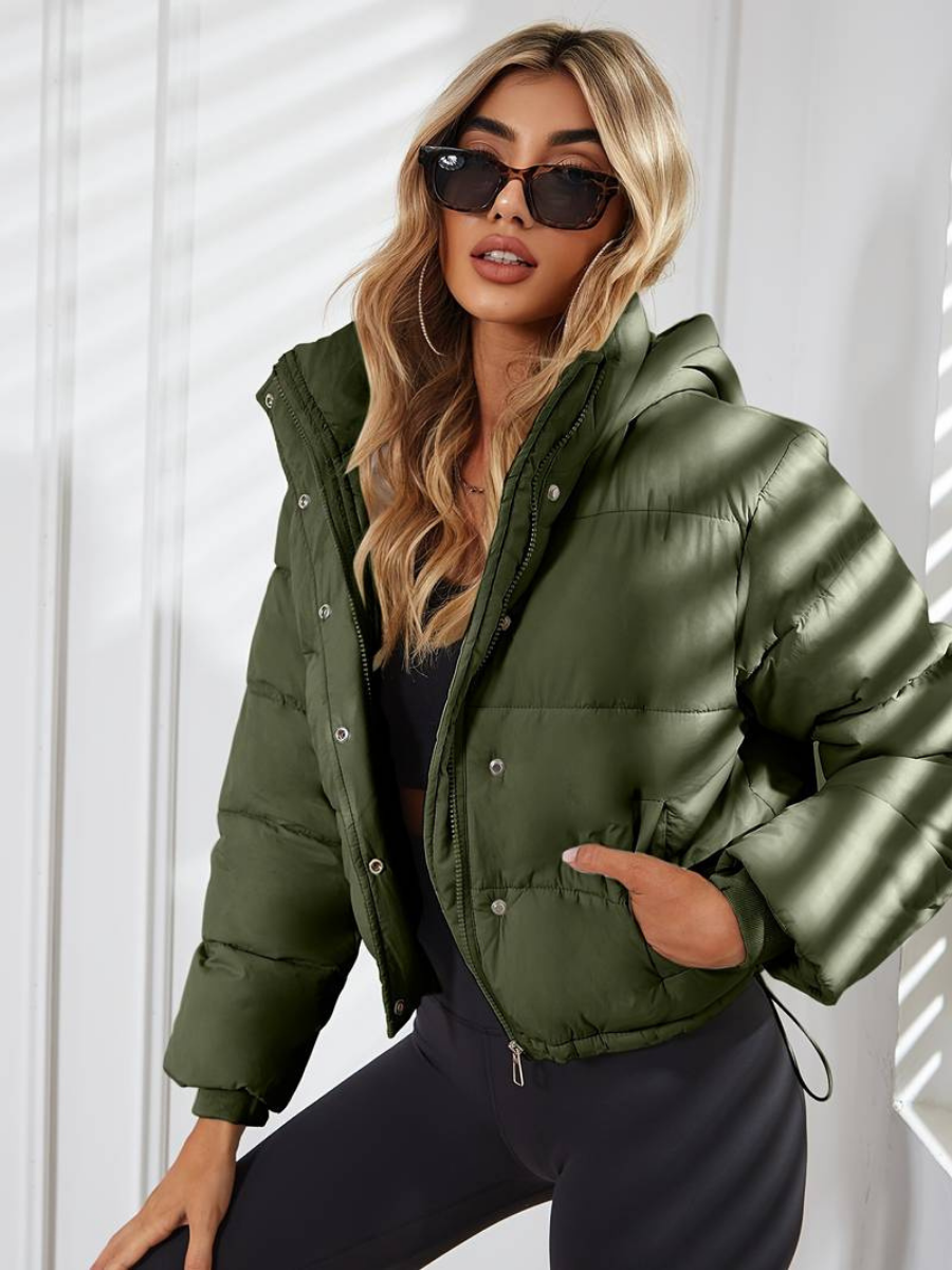 CROPPED HOODED PUFFER JACKET FOR WOMEN