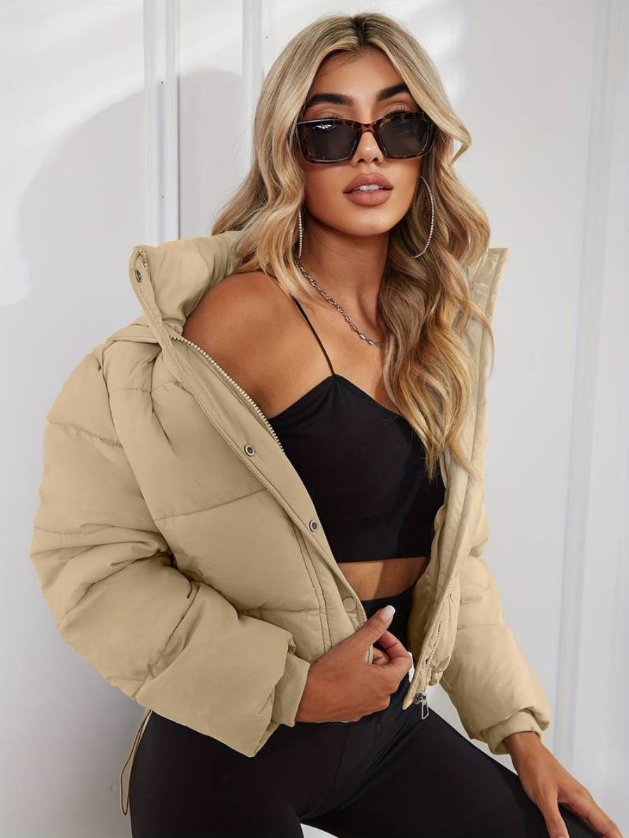 CROPPED HOODED PUFFER JACKET FOR WOMEN