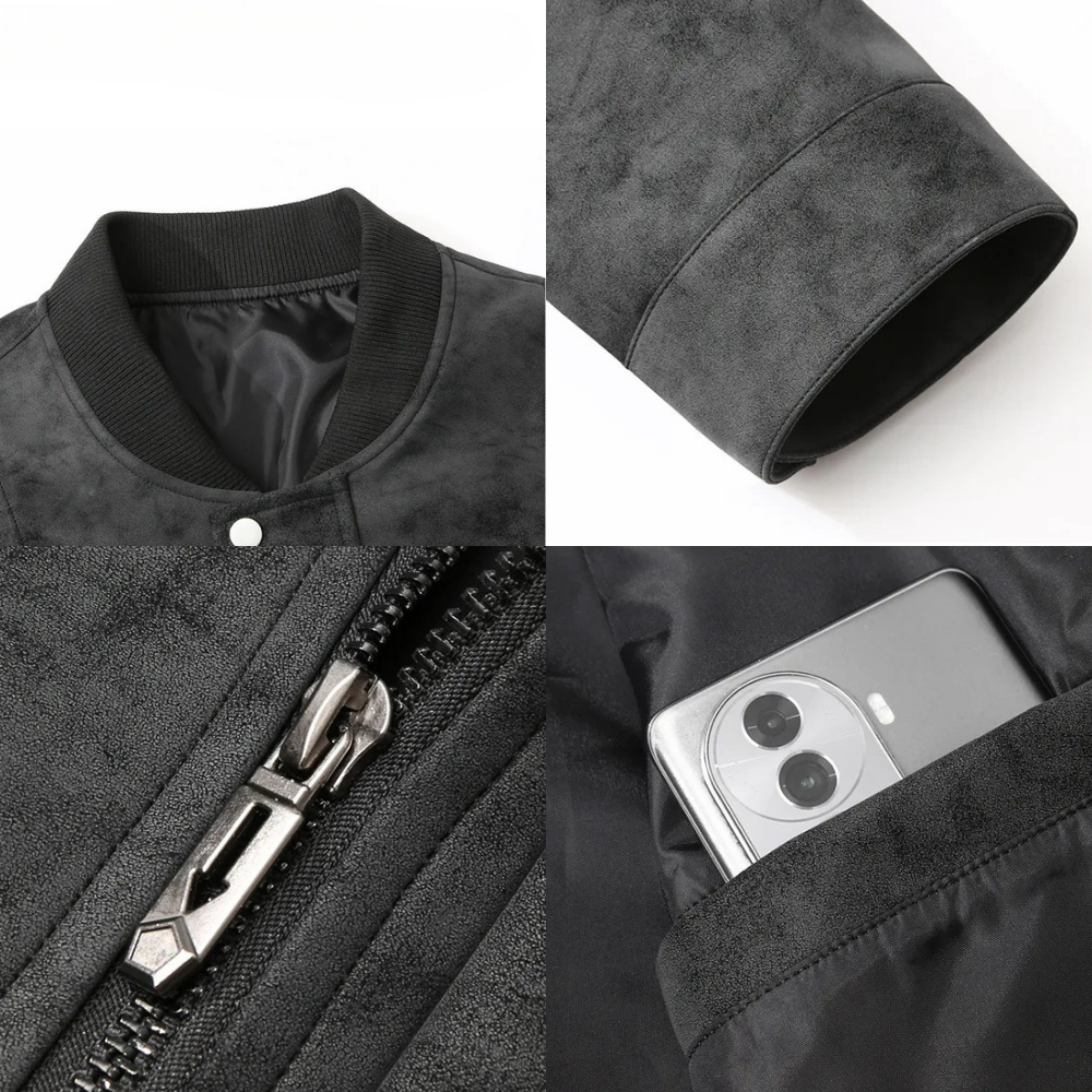 FAUX SUEDE BOMBER JACKET FOR MEN