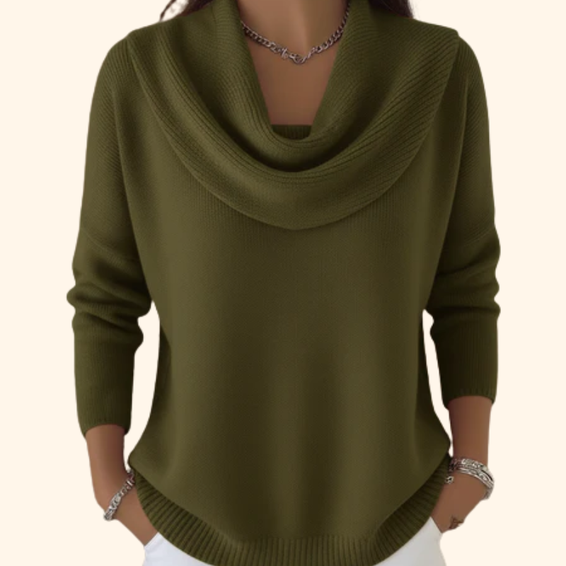 COWL NECK KNIT SWEATER FOR WOMEN