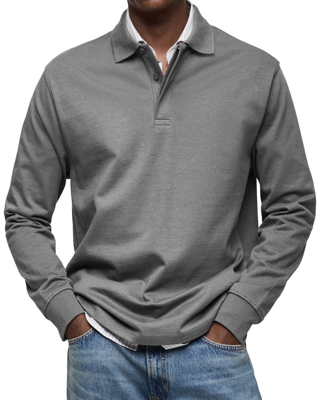 COLLARED LONG SLEEVE POLO FOR MEN