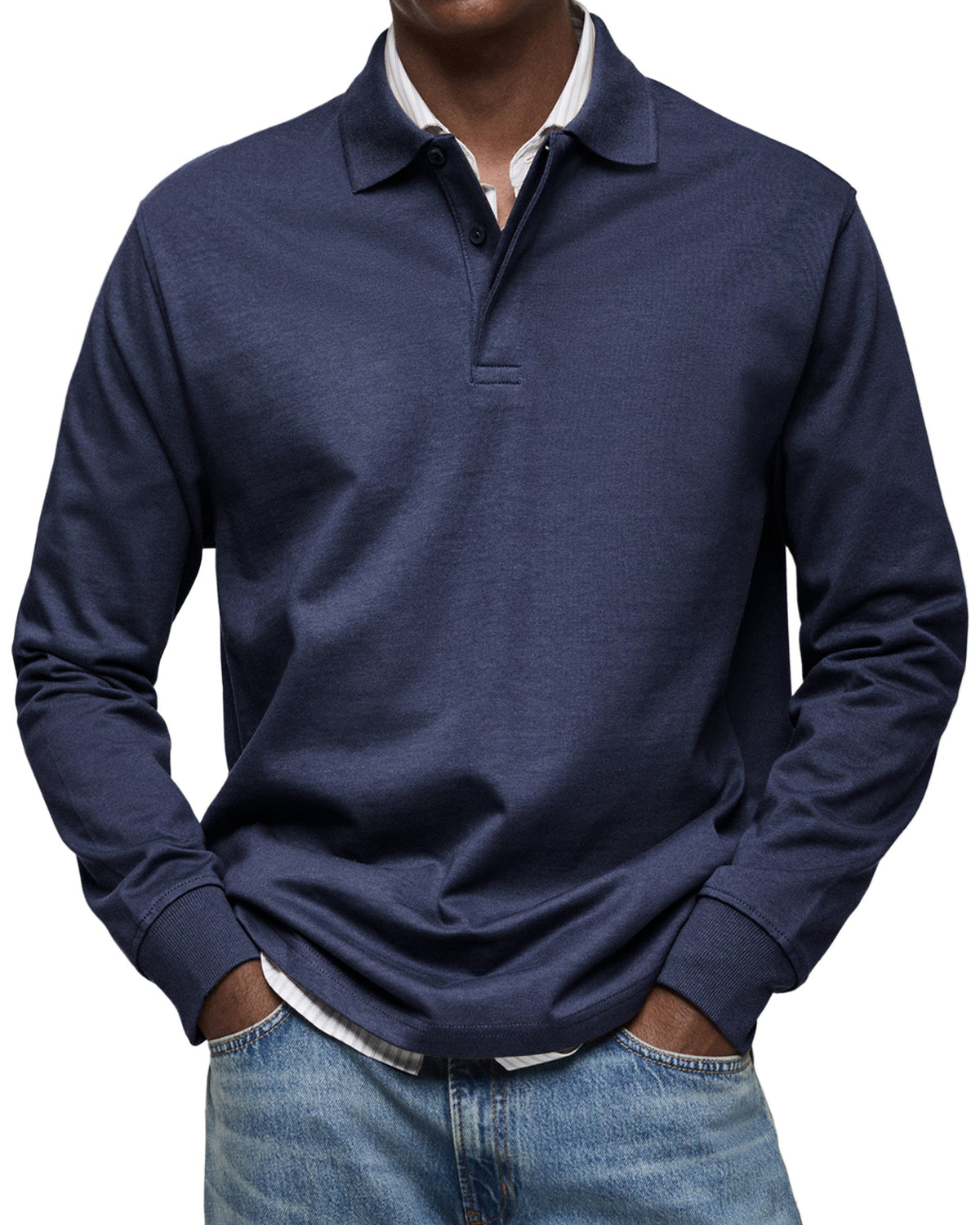 COLLARED LONG SLEEVE POLO FOR MEN