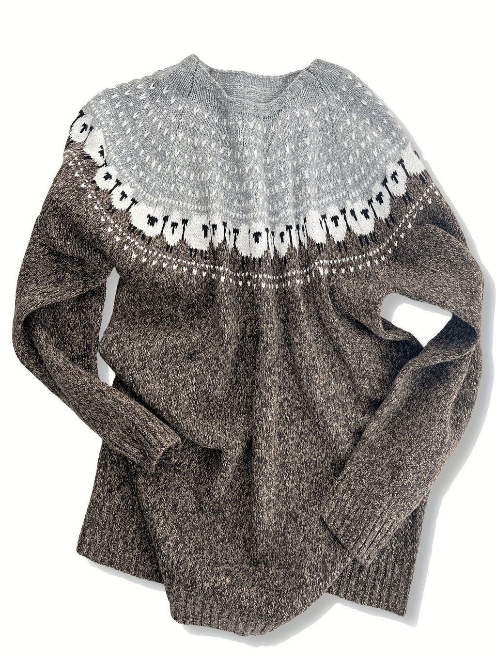 SHEEP JACQUARD KNIT SWEATER FOR WOMEN