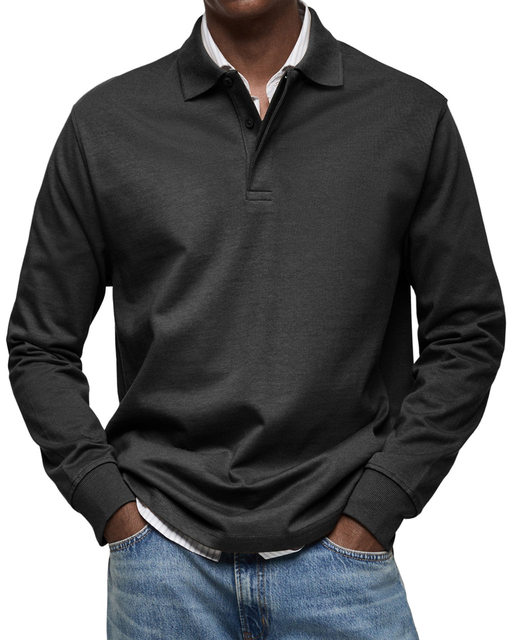 COLLARED LONG SLEEVE POLO FOR MEN