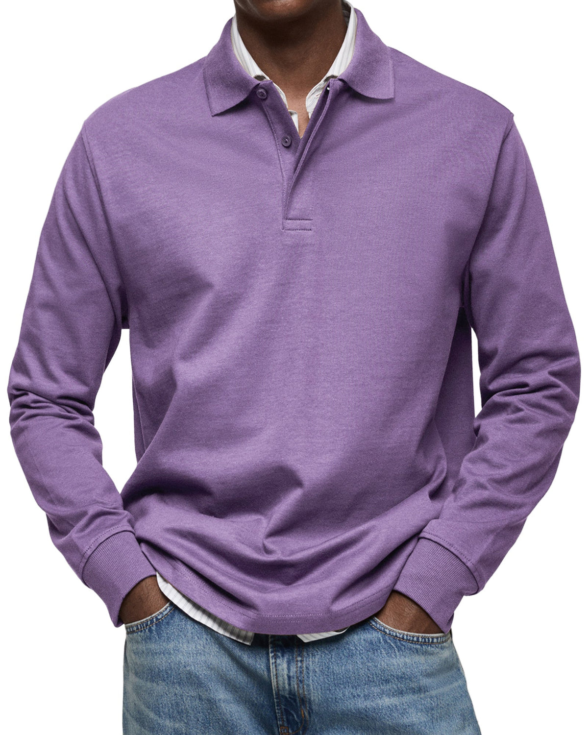 COLLARED LONG SLEEVE POLO FOR MEN