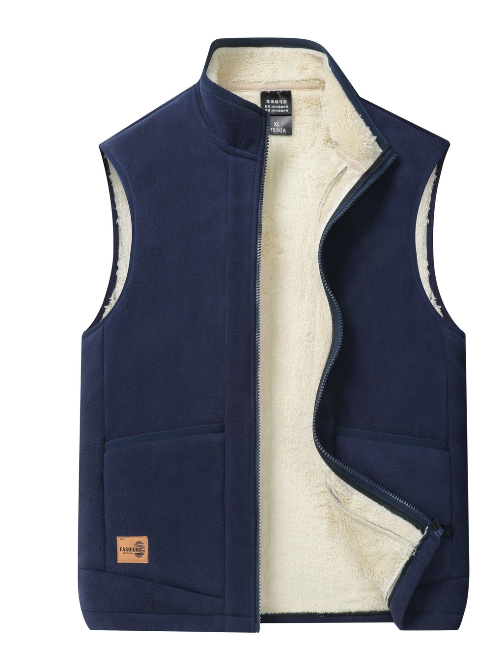 FLEECE-LINED PUFFER JACKET VEST FOR MEN