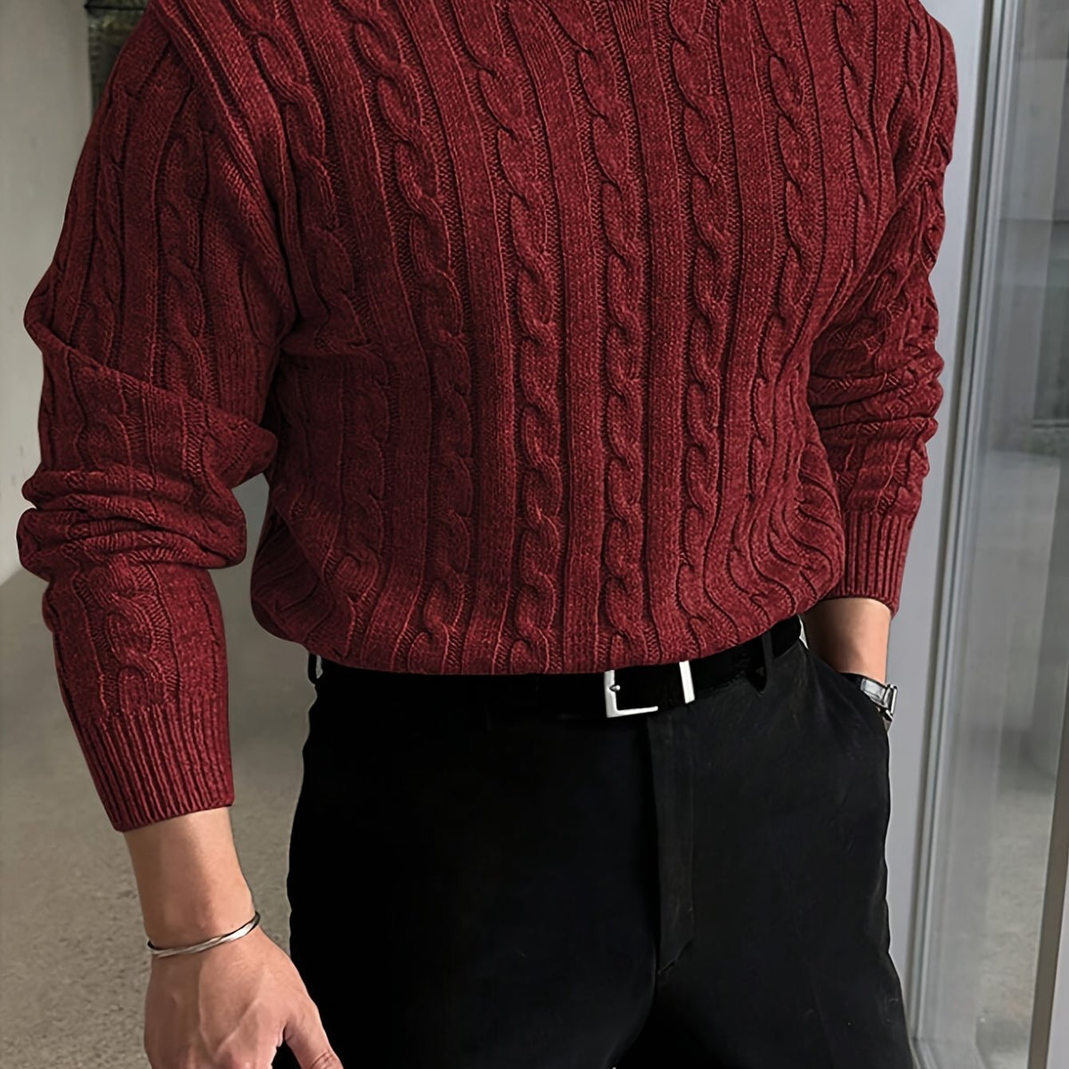 TEXTURED KNIT SWEATER FOR MEN