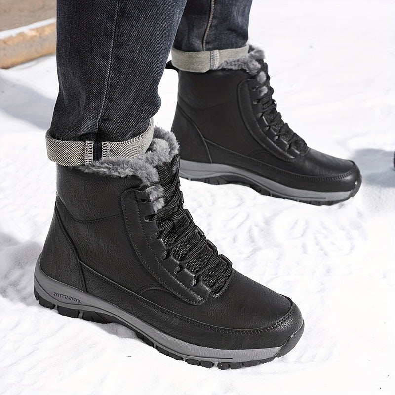 LACE-UP WATERPROOF SNOW BOOTS FOR MEN