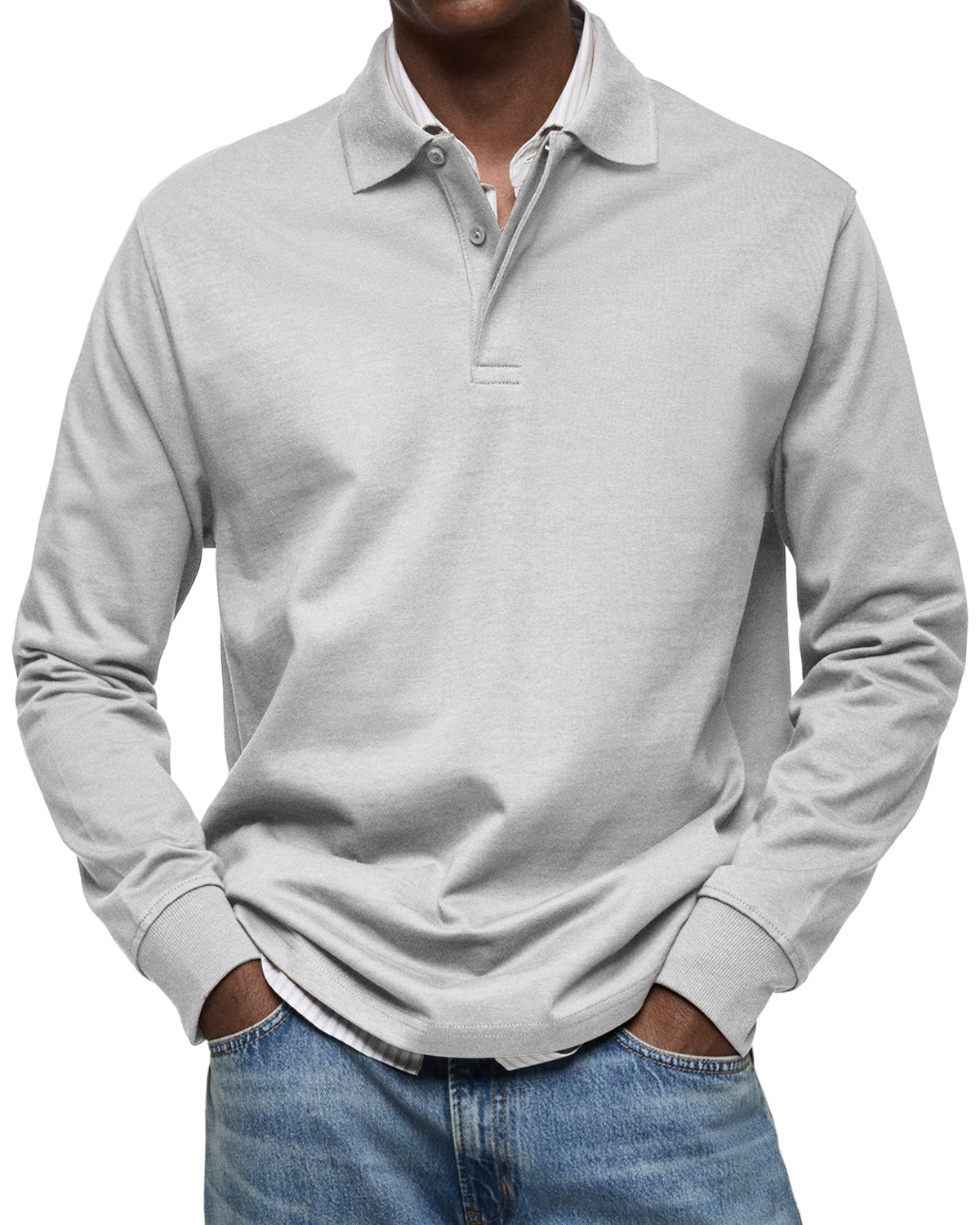 COLLARED LONG SLEEVE POLO FOR MEN