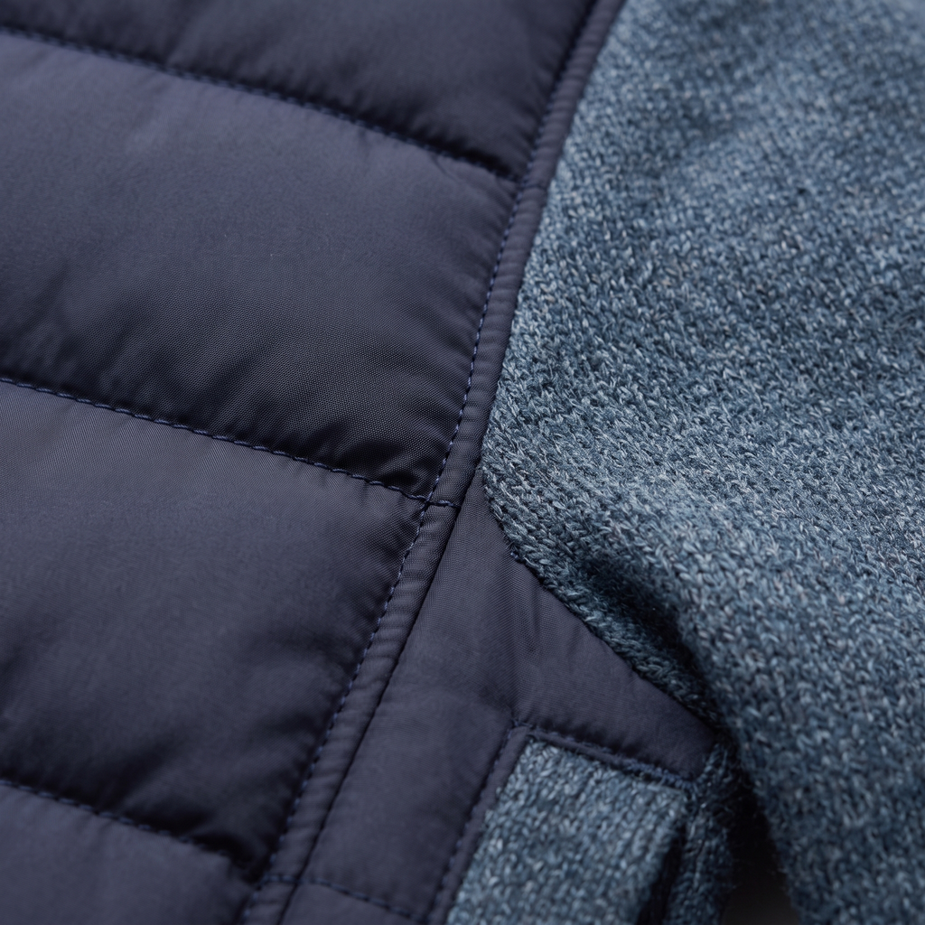 TEXTURED KNIT SLEEVE PUFFER JACKET FOR MEN