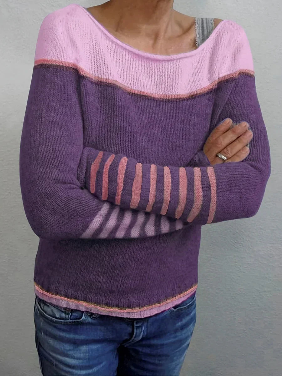 STRIPED KNIT SWEATER FOR WOMEN