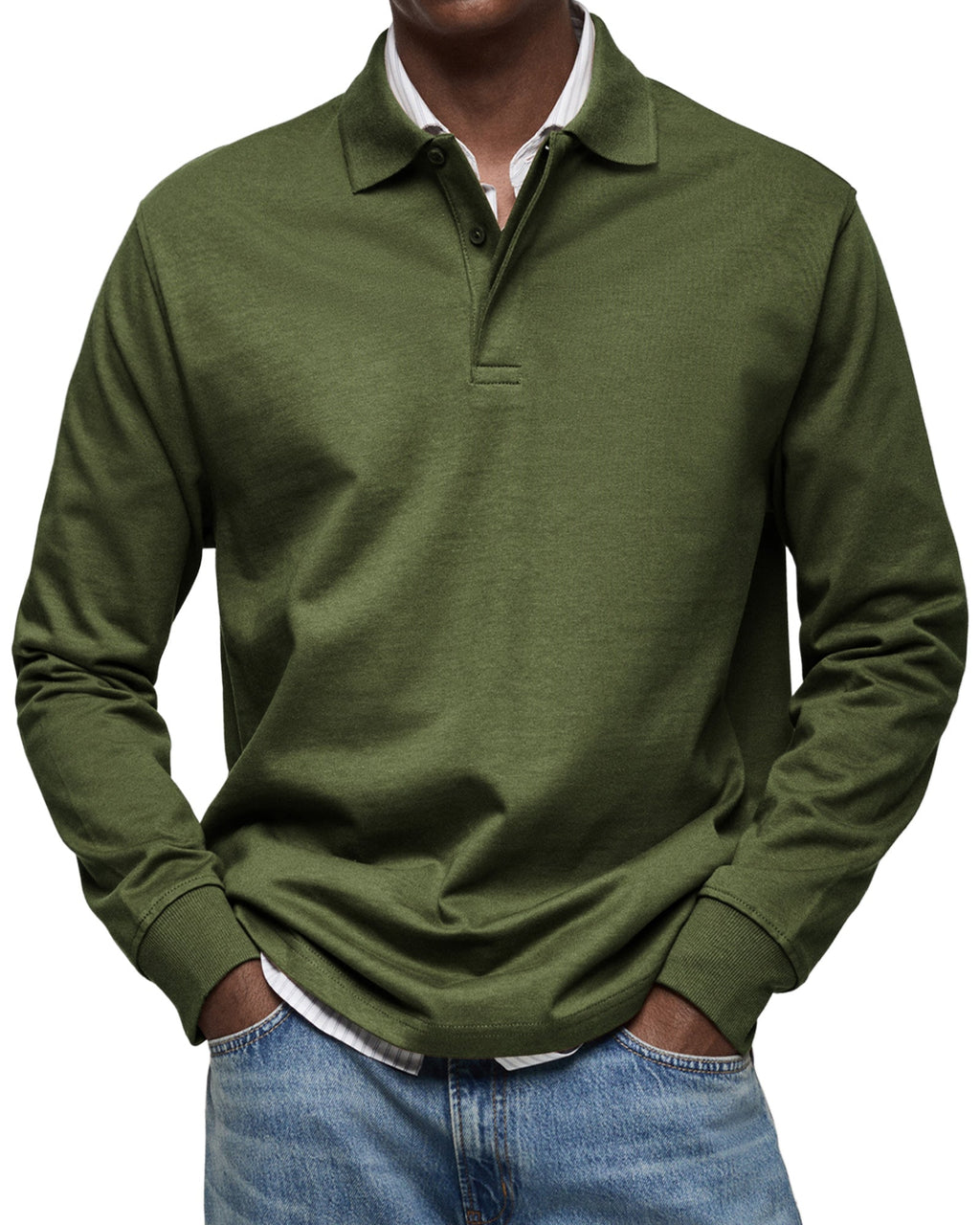 COLLARED LONG SLEEVE POLO FOR MEN