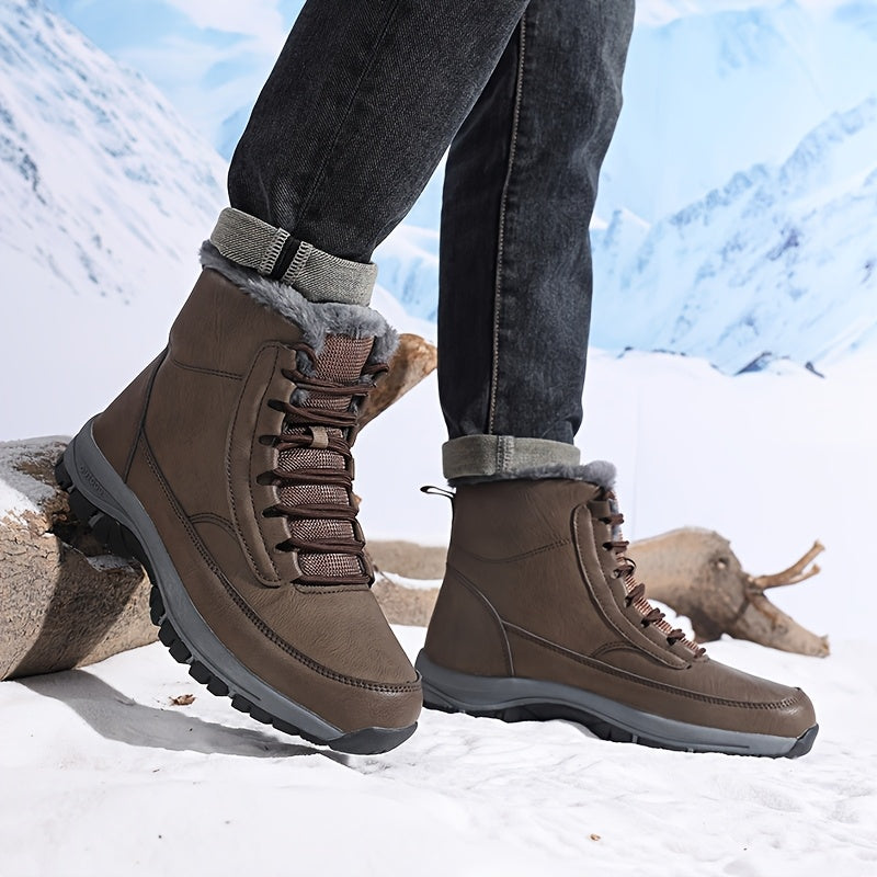 LACE-UP WATERPROOF SNOW BOOTS FOR MEN