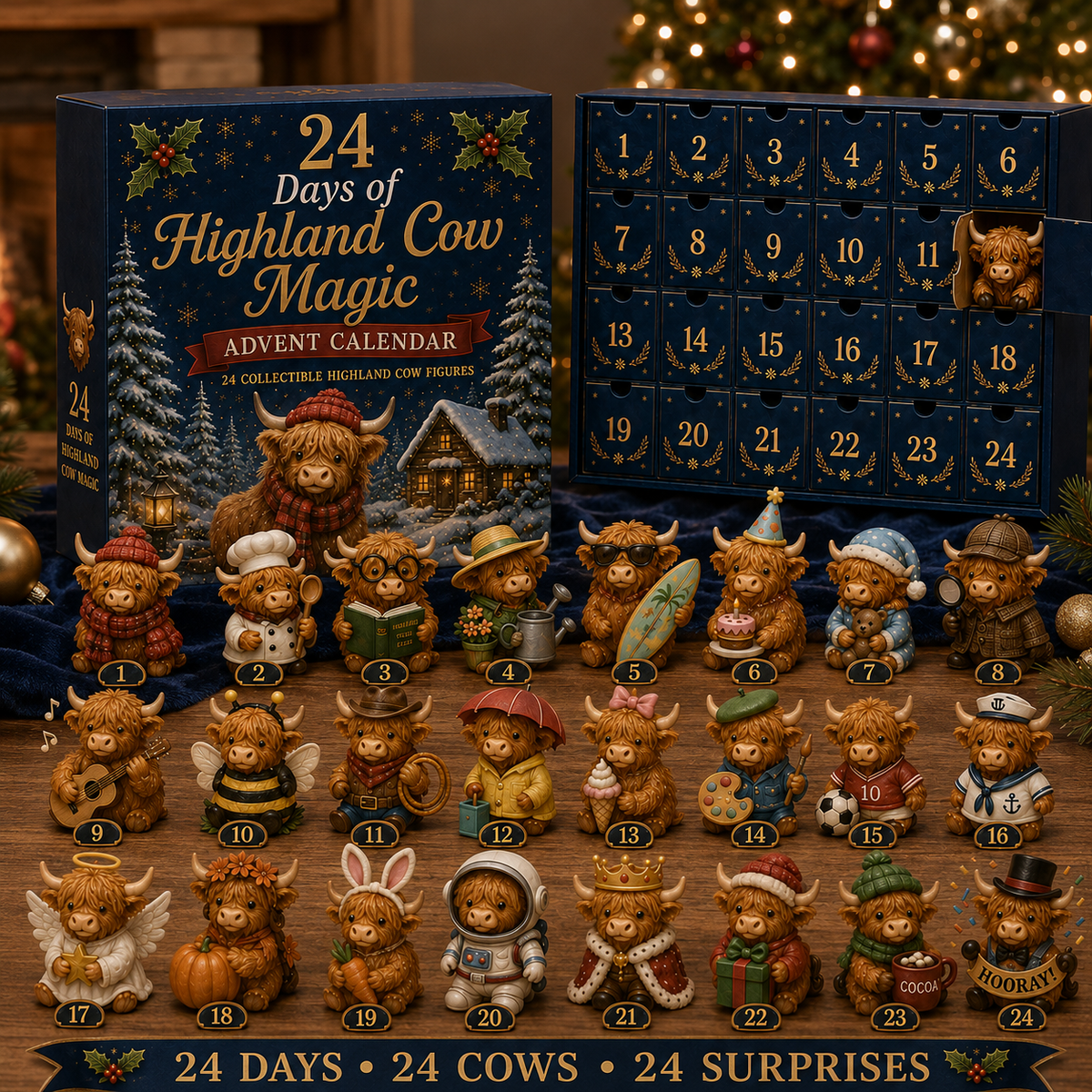 HIGHLAND COW FIGURES ADVENT CALENDAR