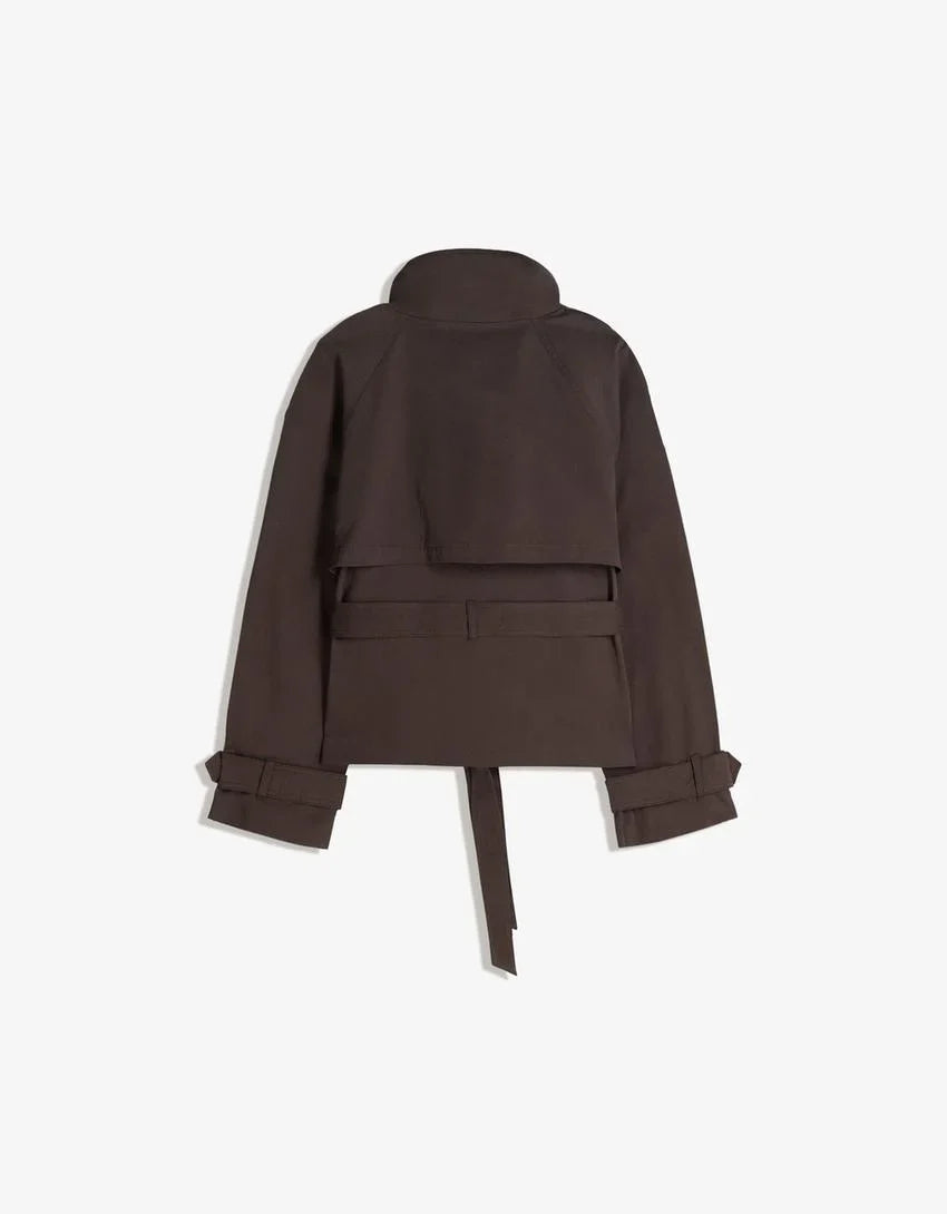 BELTED TRENCH COAT FOR WOMEN DAMEN LANGE WINTERJACKE