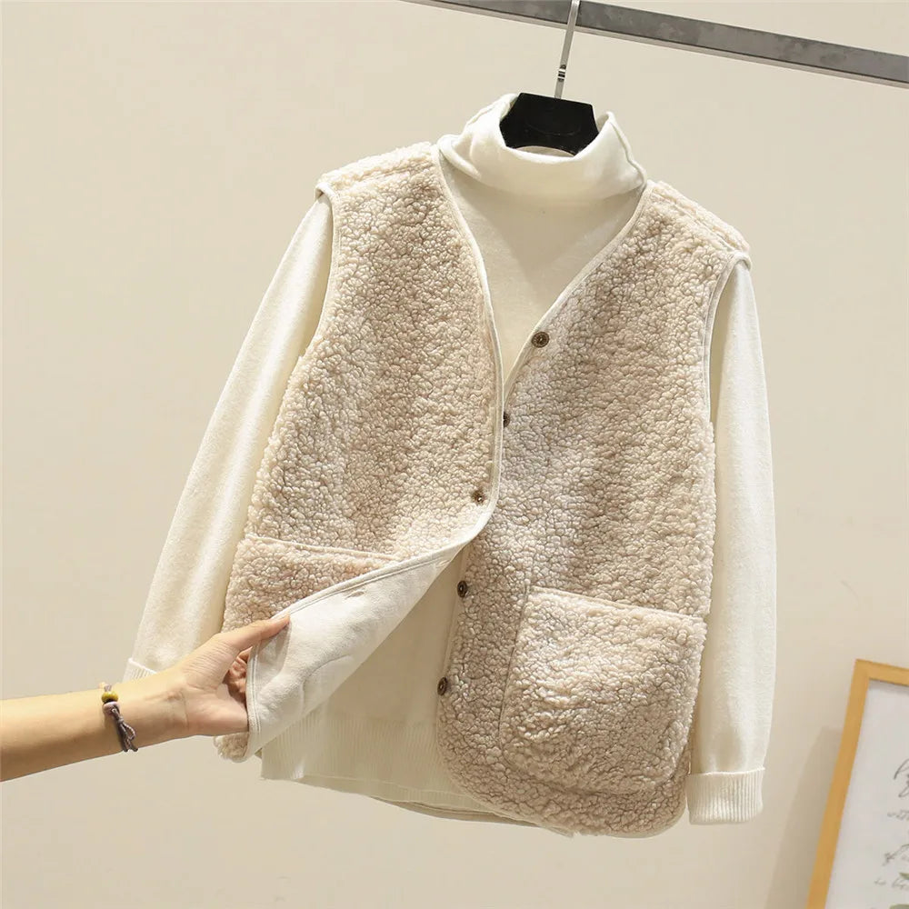 BUTTON FRONT FLEECE JACKET FOR WOMEN