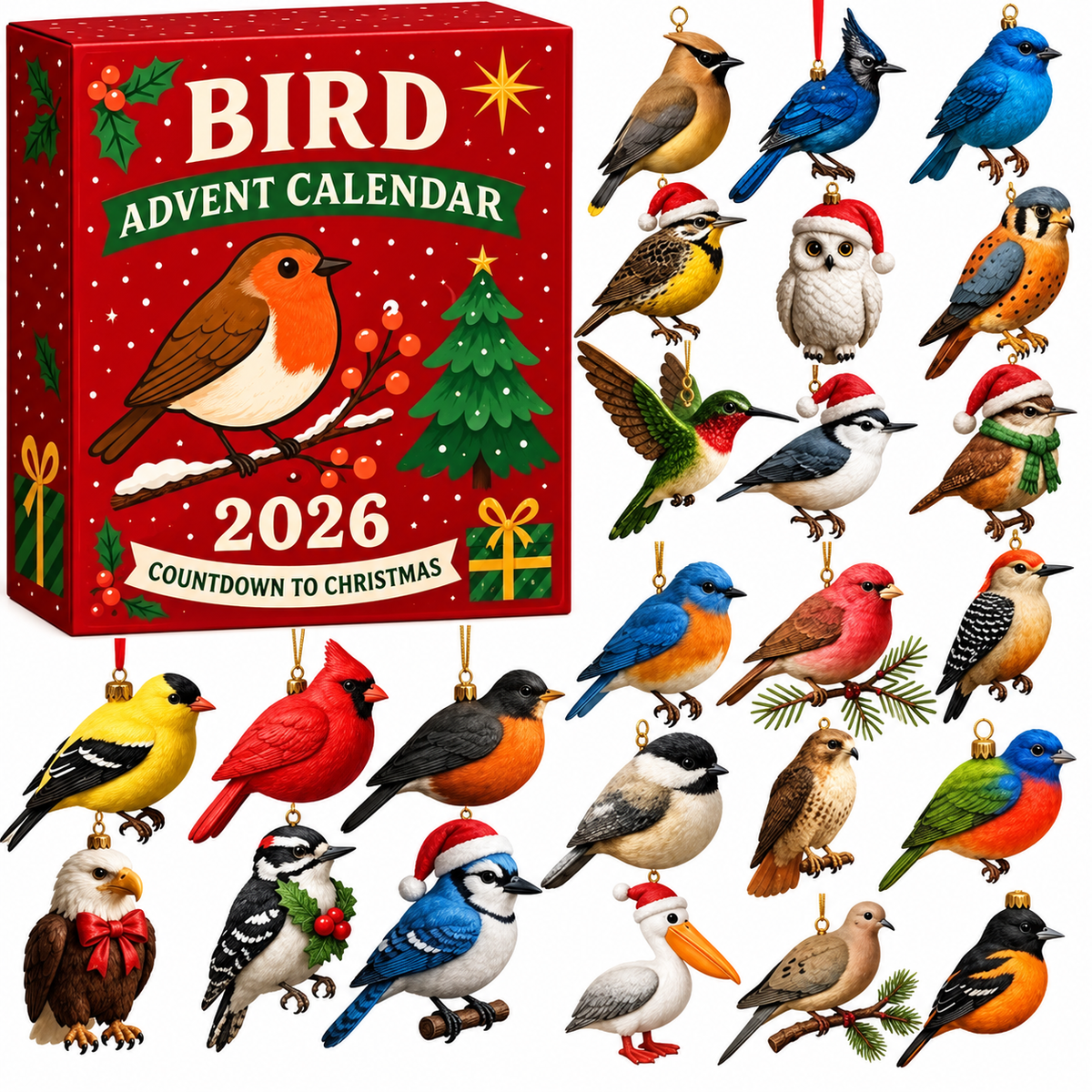 BIRD ORNAMENT ADVENT CALENDAR SET