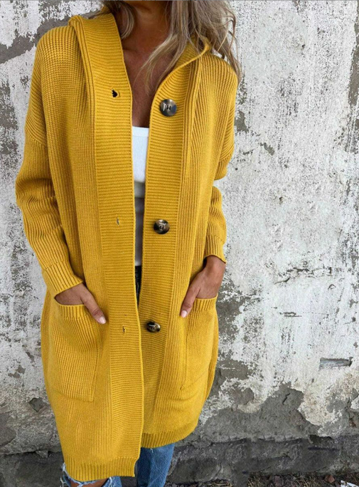 RIBBED KNIT LONGLINE CARDIGAN FOR WOMEN