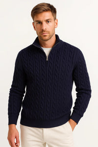 CABLE KNIT ZIP SWEATER FOR MEN