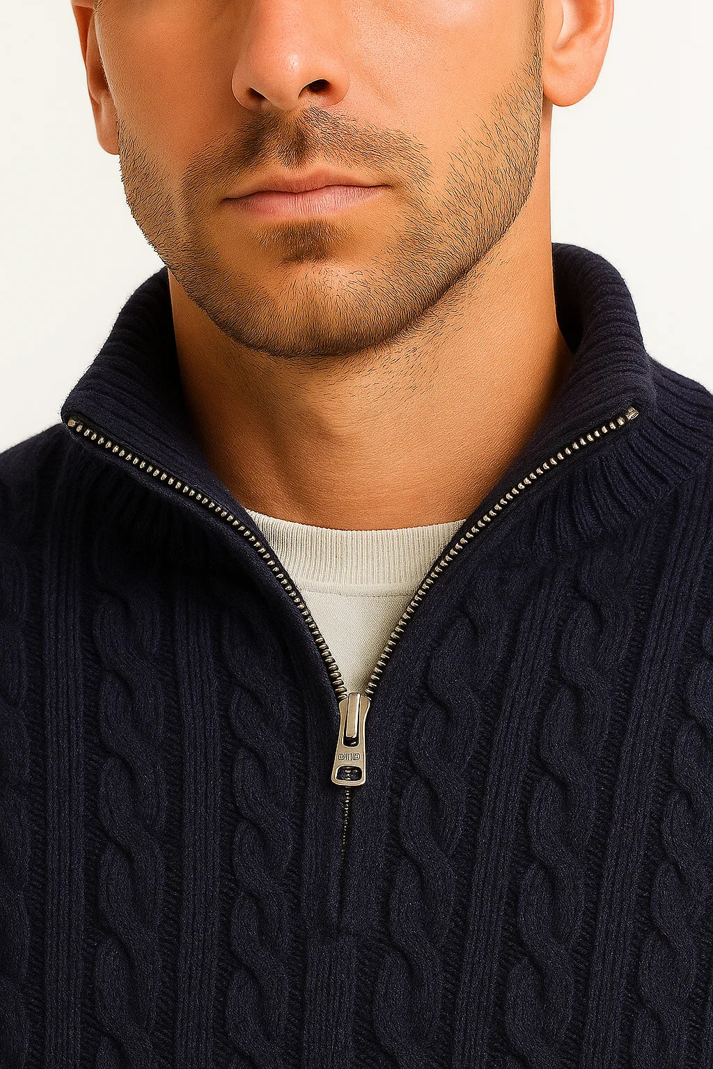CABLE KNIT ZIP SWEATER FOR MEN