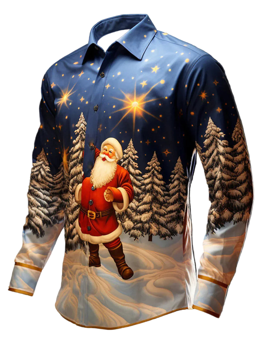 BUTTON-DOWN COLLAR CHRISTMAS BLOUSE FOR MEN