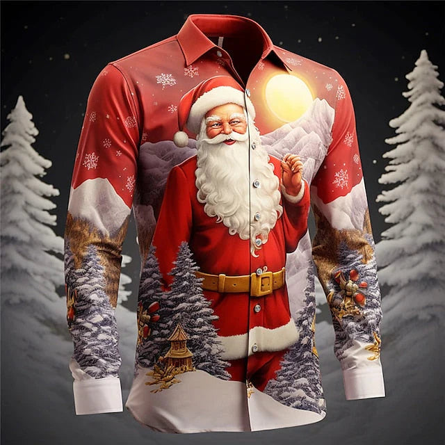 BUTTON-DOWN COLLAR CHRISTMAS BLOUSE FOR MEN