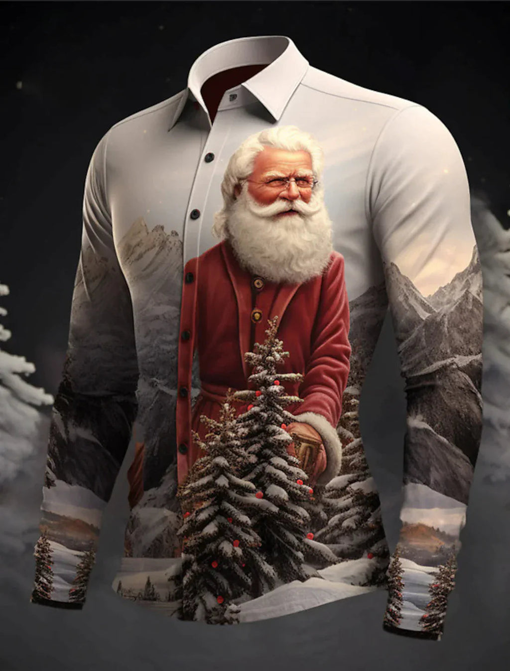 BUTTON-DOWN COLLAR CHRISTMAS BLOUSE FOR MEN