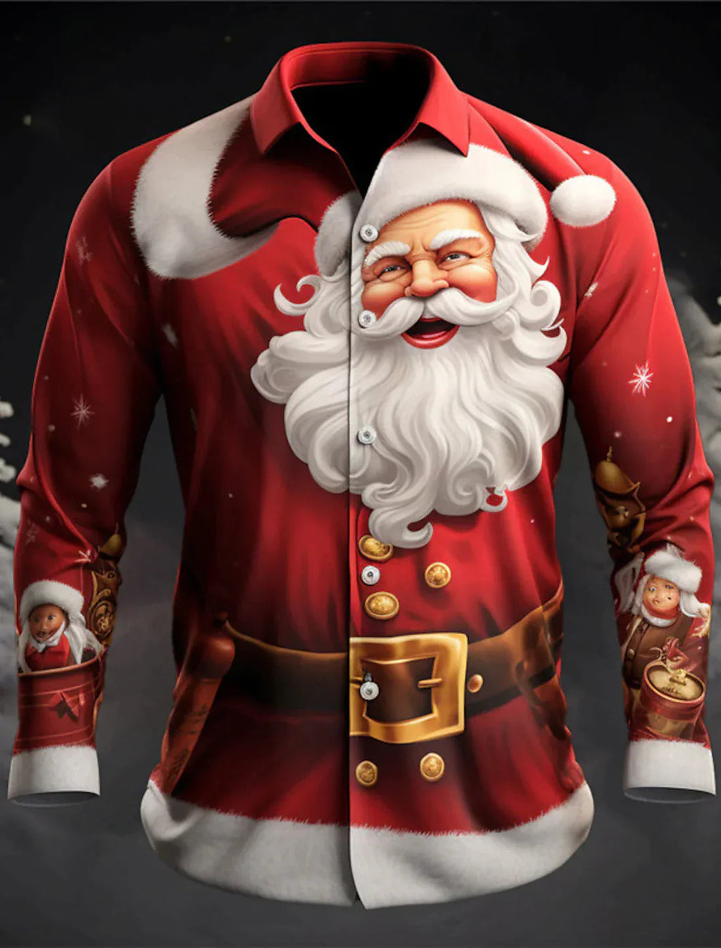 BUTTON-DOWN COLLAR CHRISTMAS BLOUSE FOR MEN