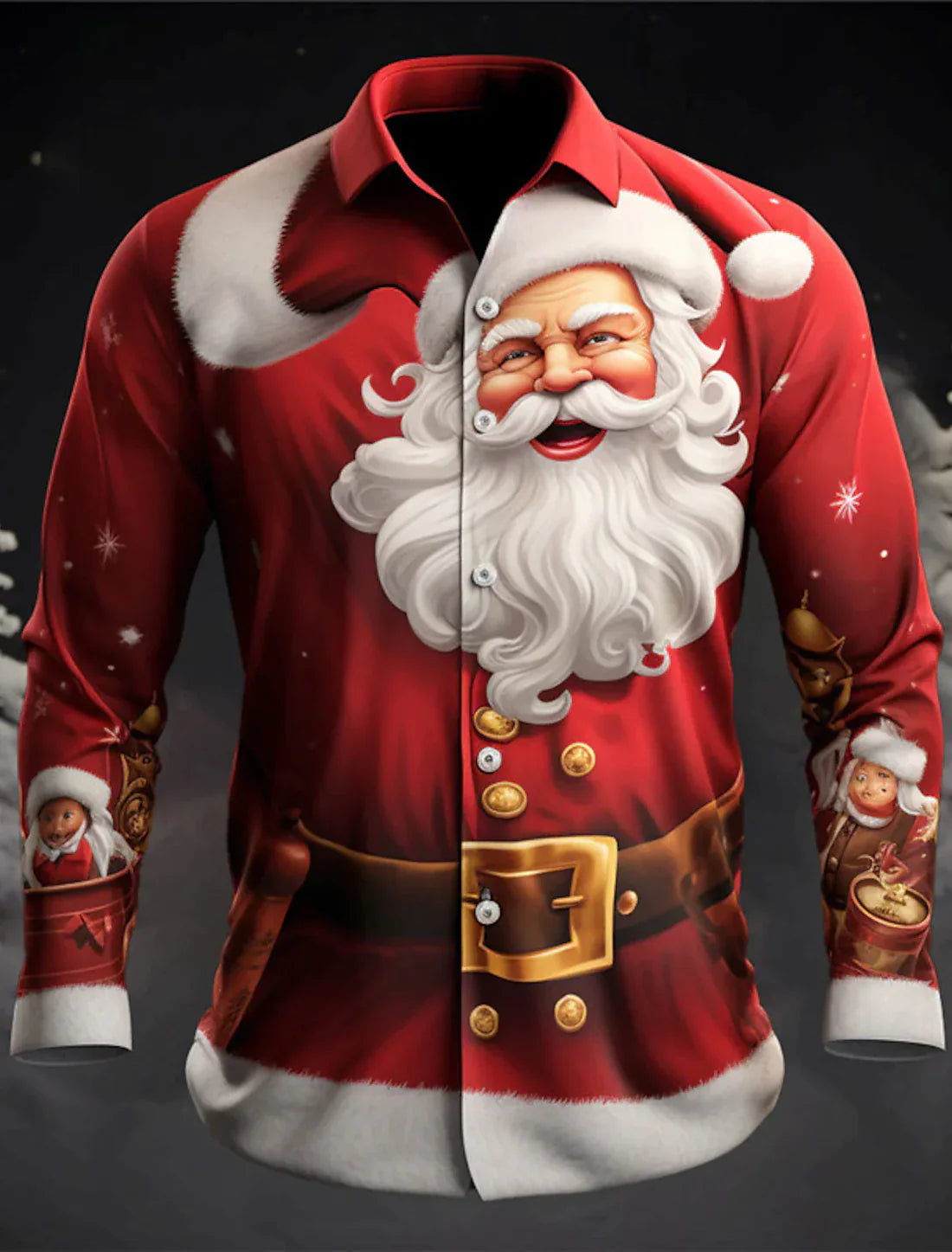BUTTON-DOWN COLLAR CHRISTMAS BLOUSE FOR MEN
