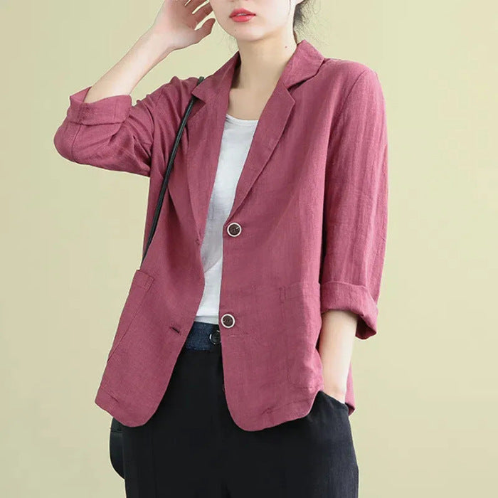 NOTCH LAPEL LONG SLEEVE BLAZER FOR WOMEN