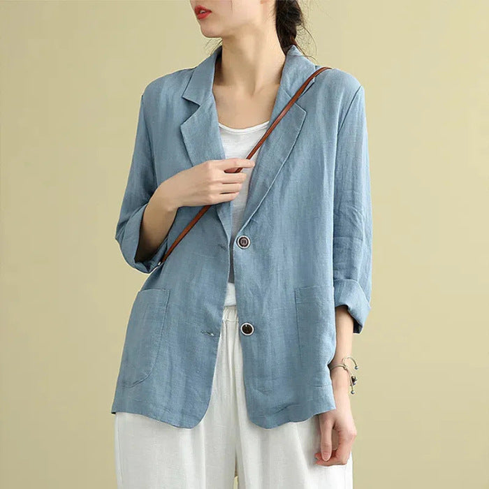 NOTCH LAPEL LONG SLEEVE BLAZER FOR WOMEN