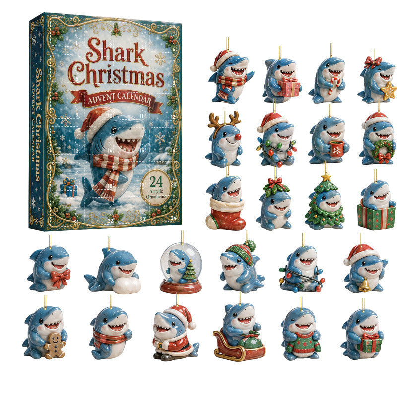 SHARK ADVENT CALENDAR ORNAMENT SET