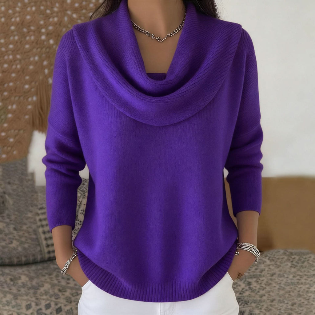 COWL NECK KNIT SWEATER FOR WOMEN