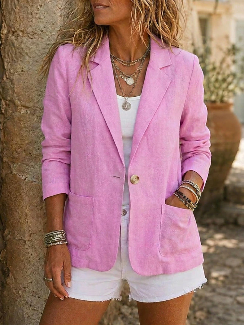 NOTCH LAPEL POCKET BLAZER FOR WOMEN
