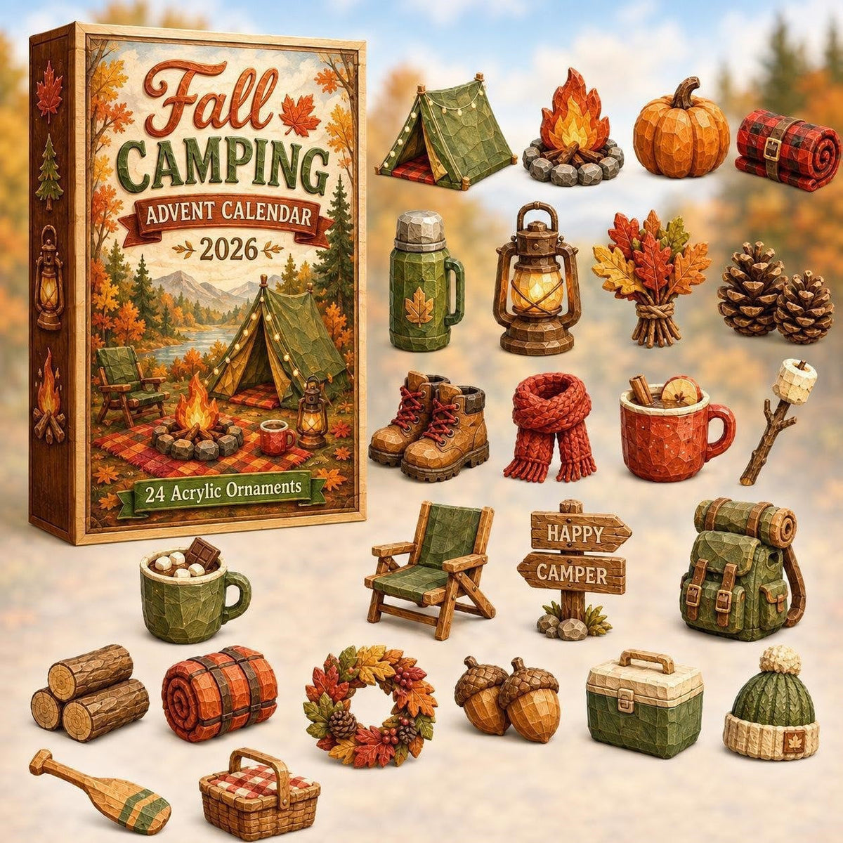 CAMPING SCENE ORNAMENTS ADVENT CALENDAR FOR WOMEN