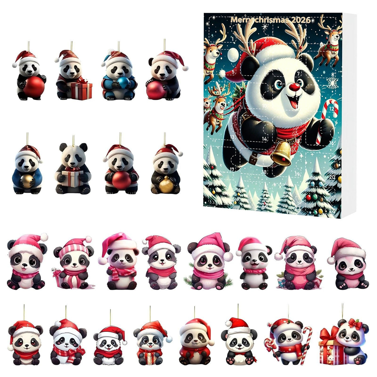PANDA ORNAMENT ADVENT CALENDAR SET