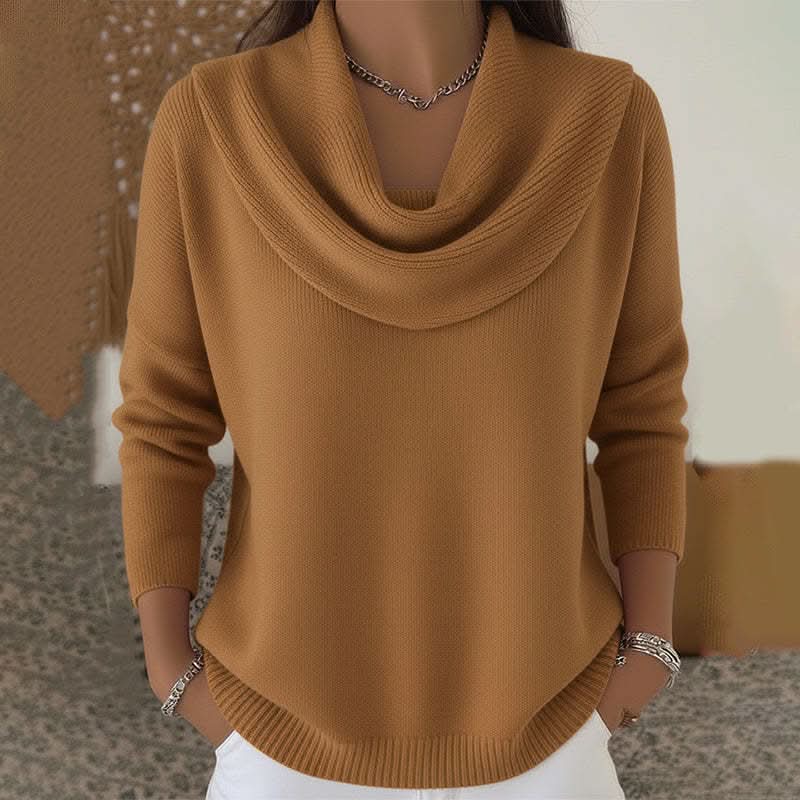 COWL NECK KNIT SWEATER FOR WOMEN