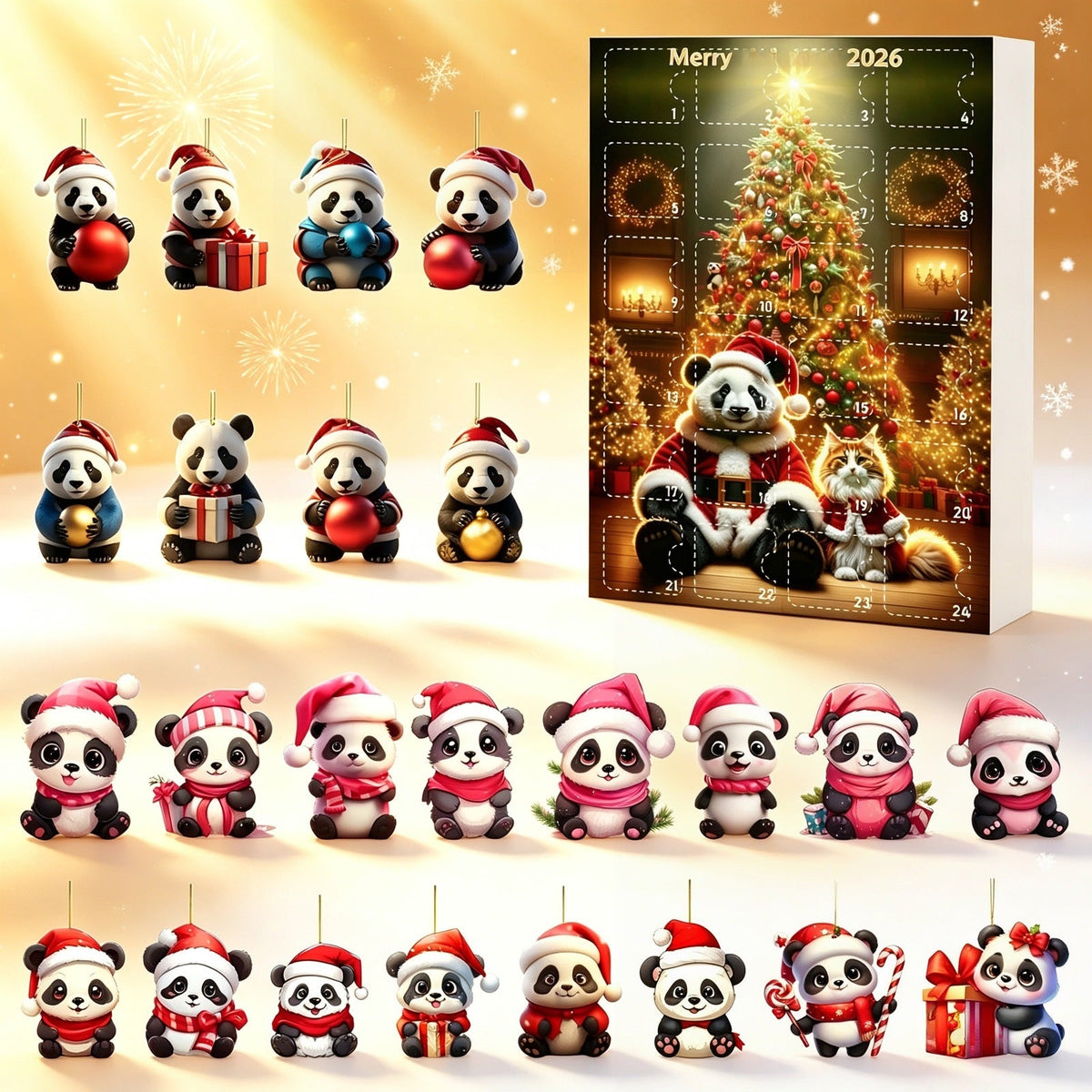 PANDA ORNAMENT ADVENT CALENDAR SET